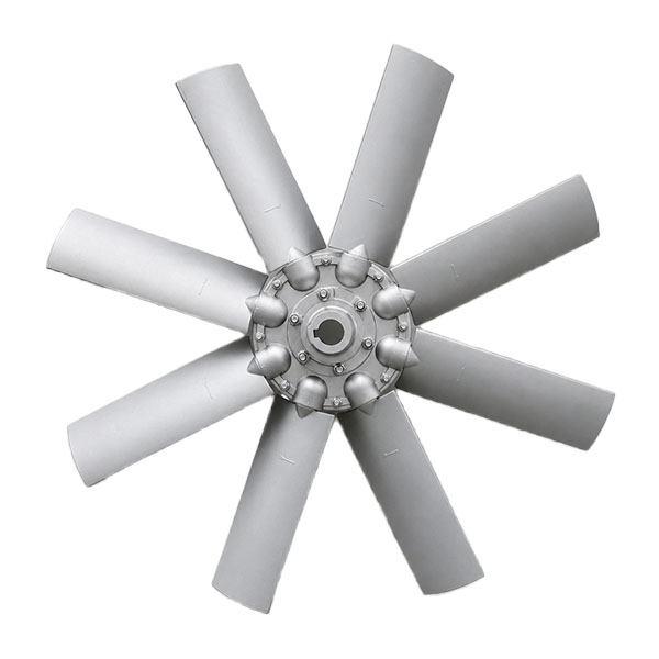 Hélices industriales de aluminio y polipropileno VEINSA instaladas en sistemas de ventilación axial para aplicaciones industriales